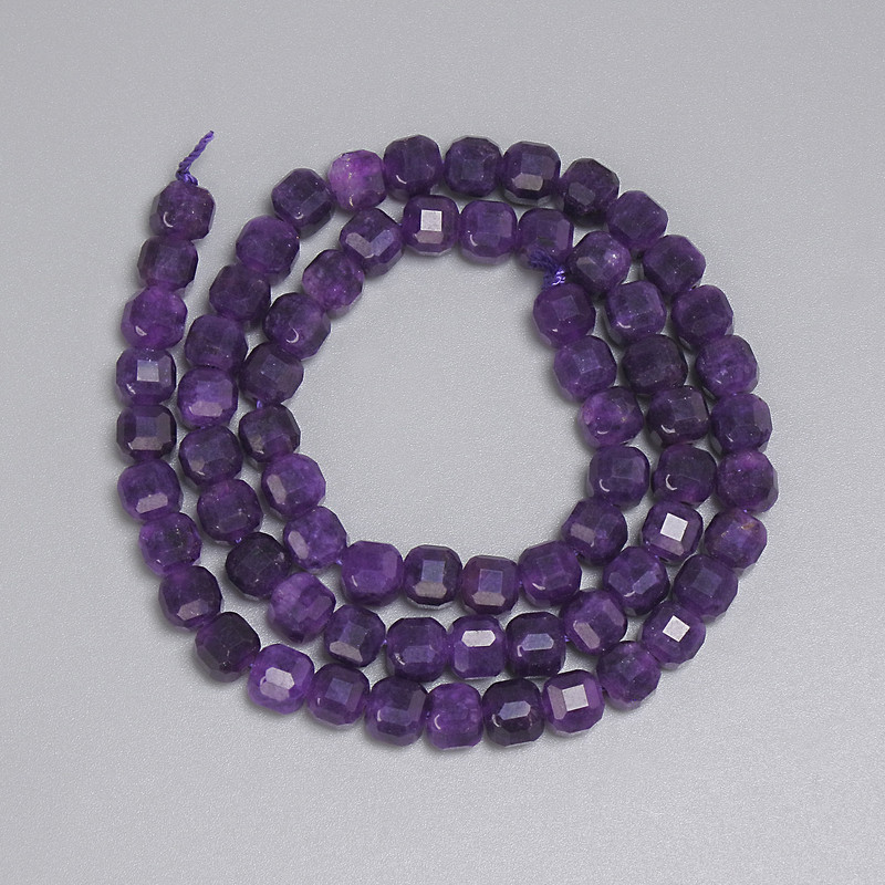 Sugilite Beads Faceted Cube 5x5mm+-, Length 38cm+- on Thread