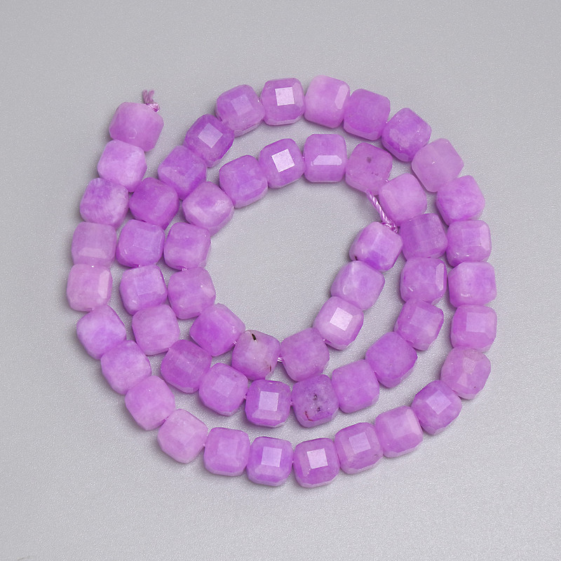 Lavender Amethyst Beads Faceted Cube 6.5x6.5mm+-, Length 36cm+- on Thread