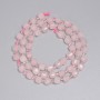 Pink Quartz Beads Faceted Cube 5x5mm+- Seed Beads 3mm+-, Length 38cm+- on Thread
