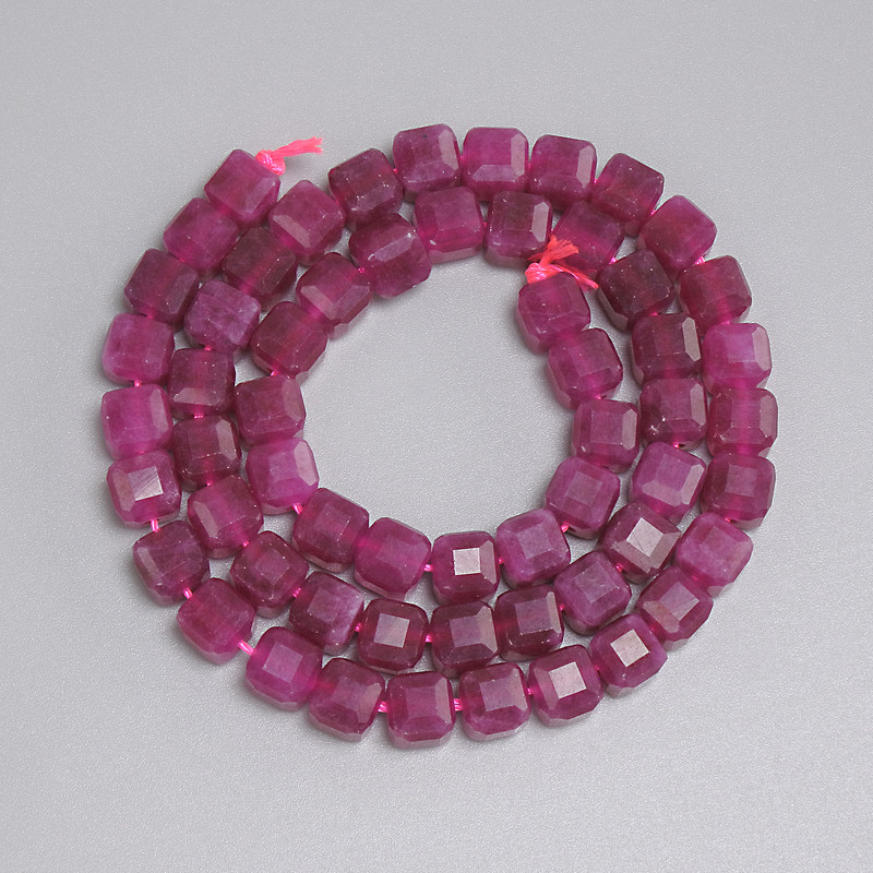 Tourmaline Beads, Faceted Cube 6.5x6.5mm+-, Length 37cm+- on a Thread