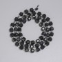Black Tourmaline Beads, Faceted Cube 5x5mm+- Seed Beads 3mm+-, Length 38cm+- on a Thread