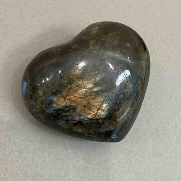Labradorite Souvenir Stone, Heart Shape 57x49x28mm+-, Weight from 106g