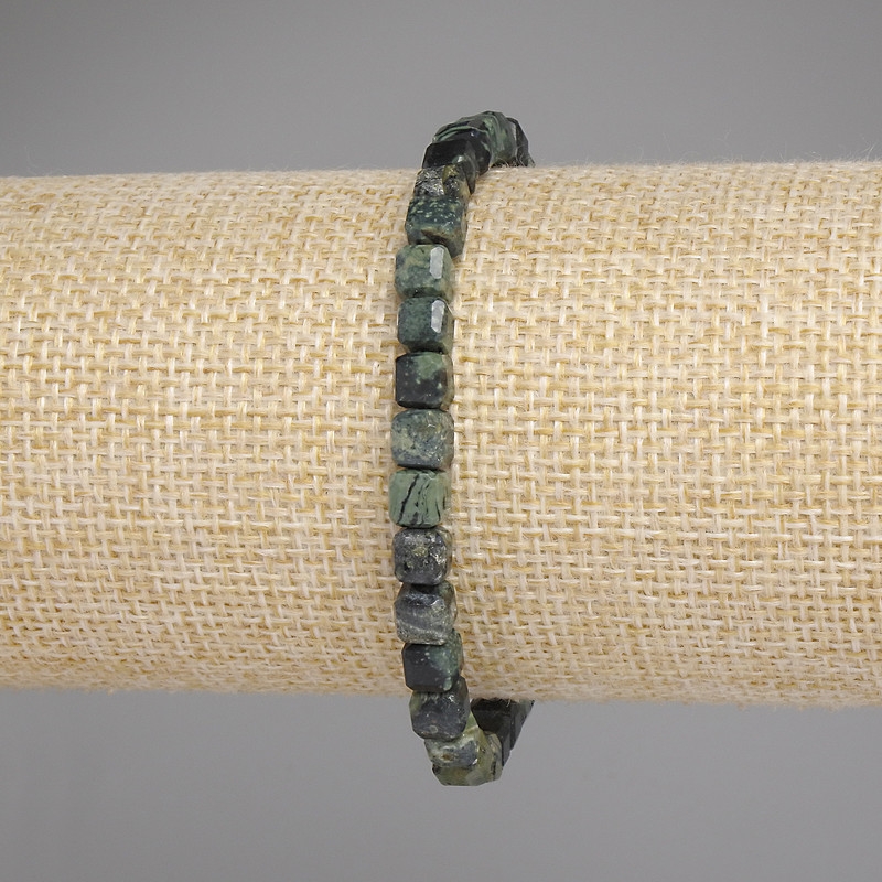 Ocean Jasper Beaded Cube Bracelet, 5mm dia. facets, length 18cm ± stretch