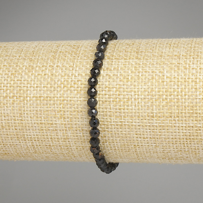 Tourmaline Bead Bracelet, Faceted Round Beads, 4mm diameter ±, 18cm length ± Stretch