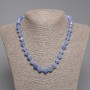 Aquamarine Necklace, Faceted Rhombus, Diameter 9x8mm+/-, Seed Beads 3mm+/-, Length 45cm+/- with Clasp