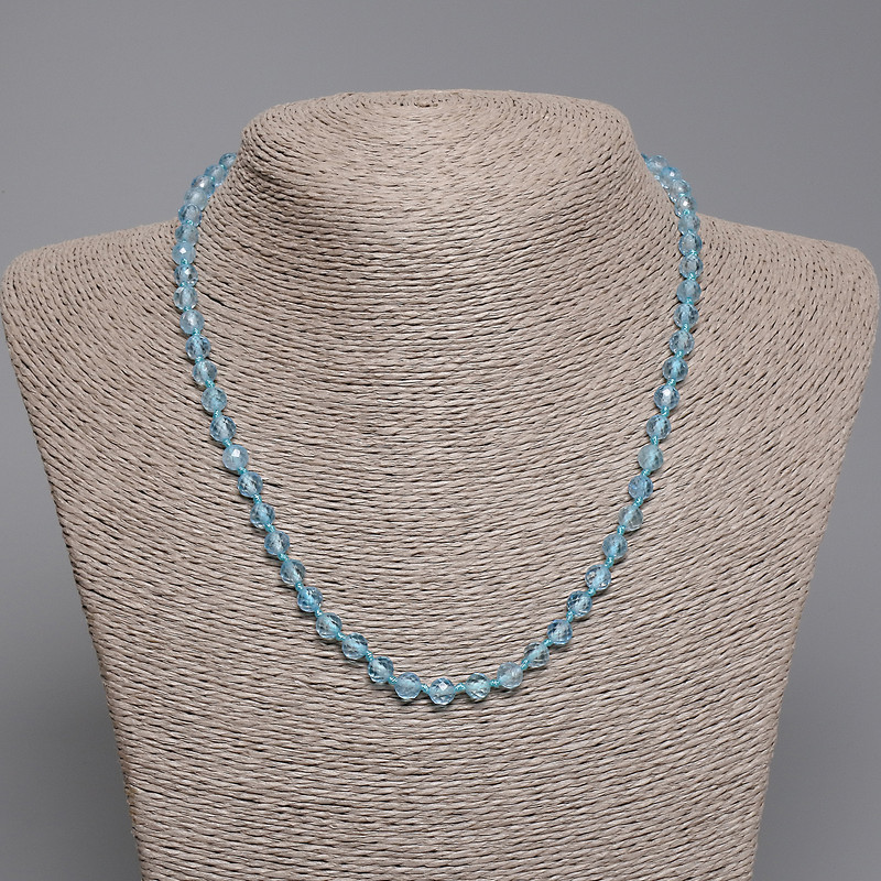 Topaz Necklace, Faceted Round Bead, Diameter 4-5mm+/-, Length 45cm+/- with Clasp