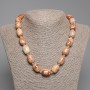 Desert Jasper Necklace, Barrel Bead, Diameter 18x13mm+/-, Seed Beads 5mm+/-, Length 45cm+/- with Clasp