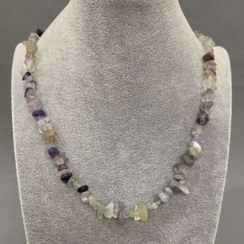 Fluorite Chip Necklace, diameter 6-12x3-5mm+/-, length 45cm+/- with clasp