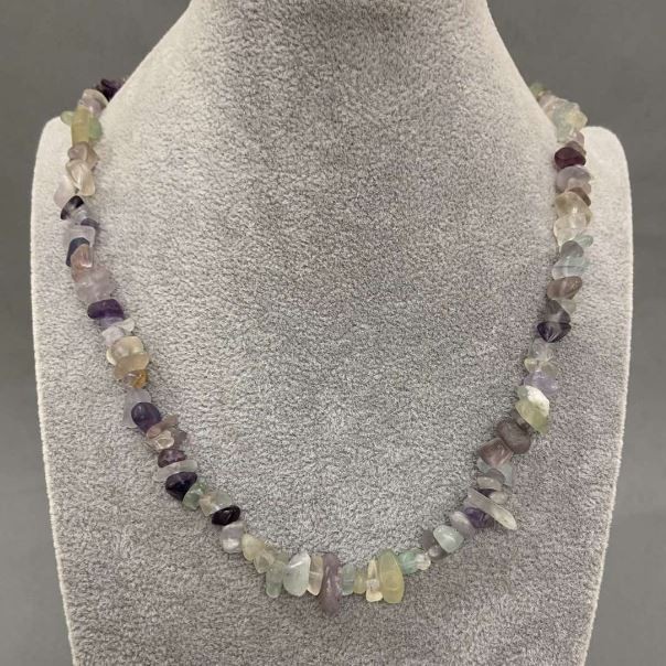 Fluorite Chip Necklace, diameter 6-12x3-5mm+/-, length 45cm+/- with clasp