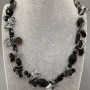 Murano Glass Butterfly Necklace 20x12mm+/-, Agate (Synthetic) Faceted Beads 11x7mm+/- 16x11mm+/-, length 60cm+/- with clasp