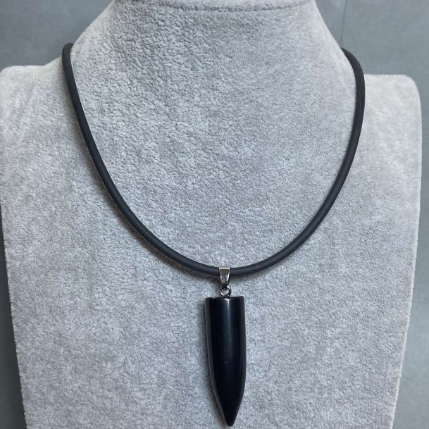 Clearance! Agate Ball Pendant 42x12mm(+/-) on Rubber Cord, 60cm Length +5cm Extension Chain