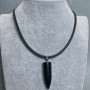 Clearance! Agate Ball Pendant 42x12mm(+/-) on Rubber Cord, 60cm Length +5cm Extension Chain