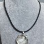 Rock Crystal Pendant, Raw Stone 30x24-30mm(+/-) Assorted Sizes on Rubber Cord, 60cm Length +5cm Chain