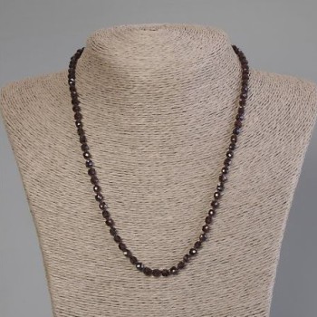 Garnet Faceted Cube Necklace, 4x4mm+/- Diameter, 45cm+/- Length with Clasp
