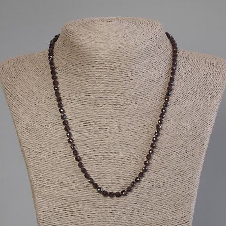 Garnet Faceted Cube Necklace, 4x4mm+/- Diameter, 45cm+/- Length with Clasp