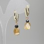 Earrings Citrine polygons 10-12x8mm+/- Tourmaline cube 4mm+/-, length 33mm+