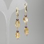 Earrings Citrine polygons 10-12x8mm+/- Garnet cube 4mm+/-, length 62mm+