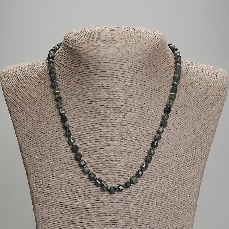 Ocean Jasper Necklace, Faceted Cube, Diameter 5x5mm+-, Length 45mm+- with Clasp