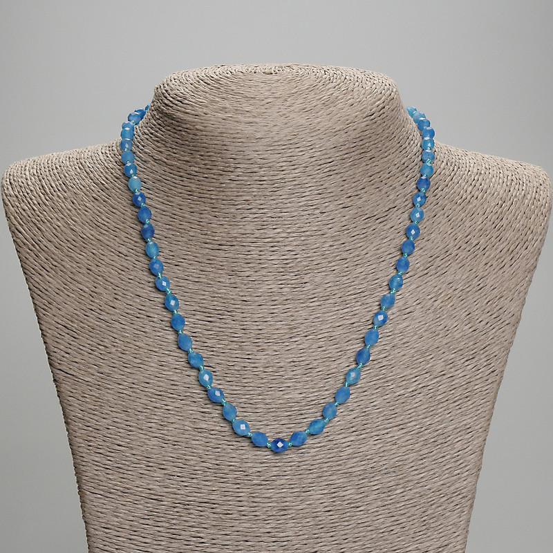 Apatite Necklace, Faceted Grain, Diameter 6x5mm+-, Length 45mm+- with Clasp