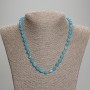 Aquamarine Necklace, Faceted Grain, Diameter 8x6mm+-, Seed Beads 3mm+-, Length 45mm+- with Clasp