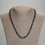 Black Tourmaline Necklace, Faceted Cube, Diameter 5x5mm+-, Seed Beads 3mm+-, Length 45mm+- with Clasp