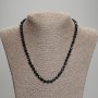 Black Tourmaline Necklace, Faceted Cube, Diameter 5x5mm+-, Length 45mm+- with Clasp