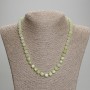 Chrysolite Olivine Necklace, faceted cube, diameter 6.5x6.5mm+/-, seed beads 3mm+/-, length 45mm+/- with clasp
