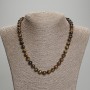 Tiger's Eye Necklace, smooth round beads, diameter 8mm+/-, length 45mm+/- with clasp