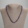 Sugilite Necklace, faceted rice-shaped beads, diameter 8x6mm+/- with 3mm+/- seed beads, length 45cm+/- with clasp