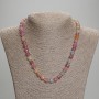 Necklace Tourmaline faceted cube, diameter 7x7mm+/- seed beads 3mm+/-, length 45mm+/- with clasp