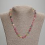 Necklace Tourmaline faceted rice bead, diameter 8x6.5mm+/- seed beads 3mm+/-, length 45mm+/- with clasp
