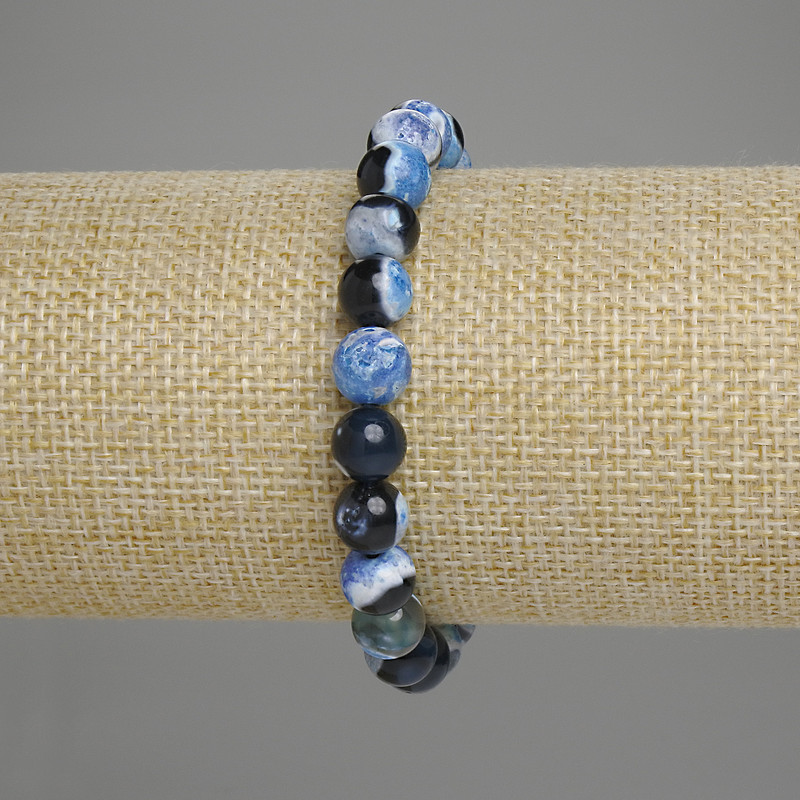 Bracelet Agate round bead 8mm+/-, length 18cm+