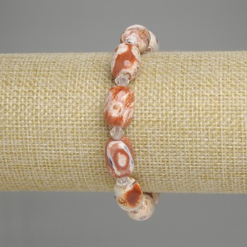 Bracelet Desert Jasper barrel 14x10mm+/- seed beads 5mm+/-, length 18cm+
