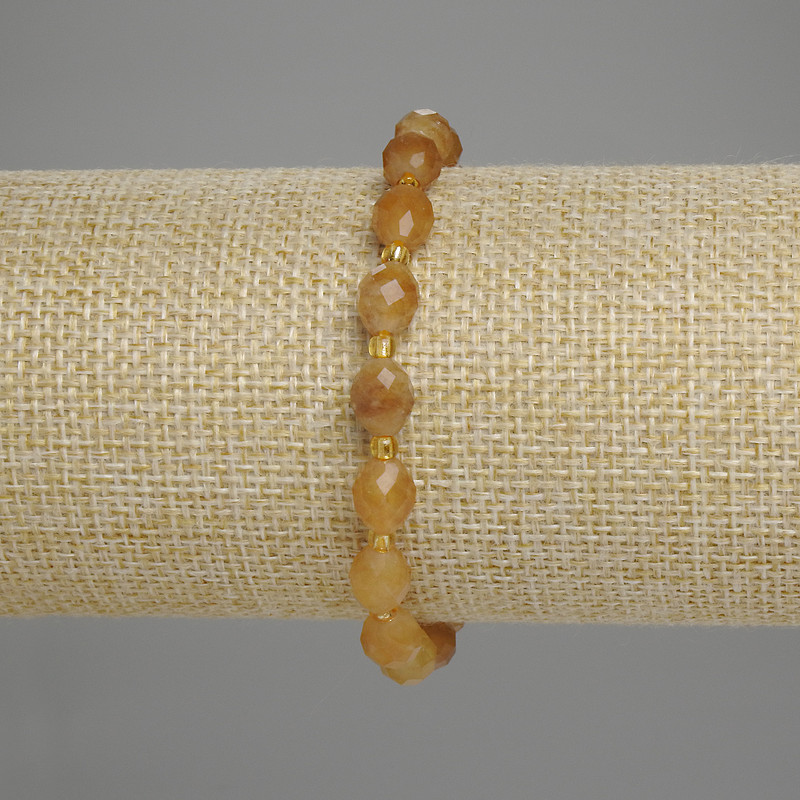 Citrine Bracelet Faceted Grain 8x6mm+/- Beads 3mm+/-, Length 18cm +