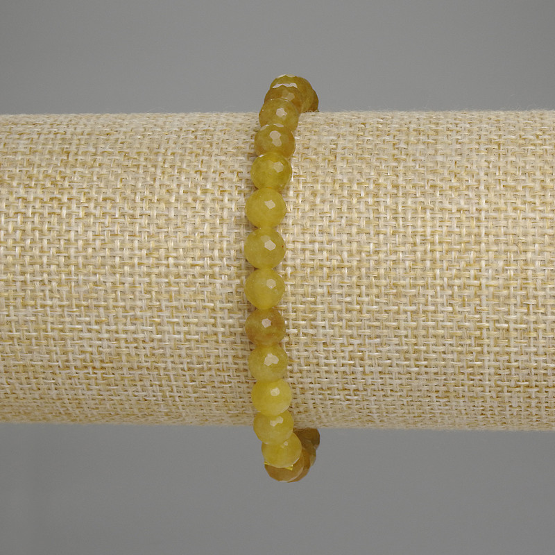 Yellow Quartz Bracelet Faceted Ball 6mm+/-, Length 18cm +