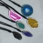 Raw Agate Slice Pendant, Assorted Sizes 37x55mm+/- on Cord, Length 70cm+