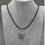 Raw Pyrite Pendant in Wire Wrap, Assorted Diameter 25x12x37-20x15x30mm+/- on Cord, Length 50cm+5cm+/- Chain