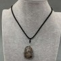 Pendant in Silver-Tone Wire Wrap with Natural Jasper, Diameter 35x20mm+/- on Cord, Diameter 2.5mm+/-, Length 50cm+