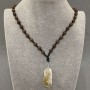 Raw Citrine Wire-Wrapped Pendant 38x47x17mm+/- on Cord with Beads, Length 60cm+