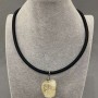 Pendant Citrine Wire-Wrapped 20x30(+/-)mm on Rubber Cord Wrap, Diameter 5mm+/-, Length 45cm+5cm Chain