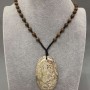 Pendant Natural Stone Picasso Jasper 31x51(+/-)mm on Cord with Beads, Length 60cm+