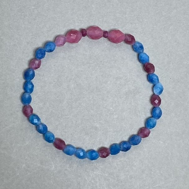 Bracelet Tourmaline Faceted Bead 8x6mm+/- 6x5mm+/- Apatite Bead 6x5mm+/-, Length 18cm Stretch