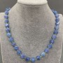 Necklace Aquamarine Faceted Rhombus, Diameter 9x8mm+/-, Length 45cm+/- with Clasp