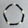 Tourmaline Faceted Cube Bracelet, Diameter 4mm+- River Pearls 8-8.5x8mm+-, Length 18cm+- Stretch