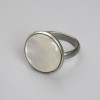 Mother-of-Pearl Ring 18mm+-, One Size, Silver-Tone Metal