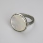 Mother-of-Pearl Ring 18mm+-, One Size, Silver-Tone Metal