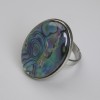 Abalone Oval Ring 27x20mm+-, One Size, Silver-Tone Metal