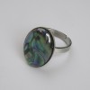 Abalone Oval Ring 19x14mm+-, One Size, Silver-Tone Metal