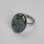 Abalone Oval Ring 19x14mm+-, One Size, Silver-Tone Metal