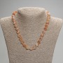 Carnelian Necklace, Faceted Rhombus, diameter 10x9mm+/- seed beads 3mm+/-, length 45cm+/- with clasp